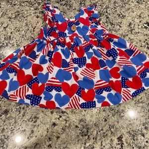 Eleanor Rose size 6-7 Lacey Top red, white and blue hearts